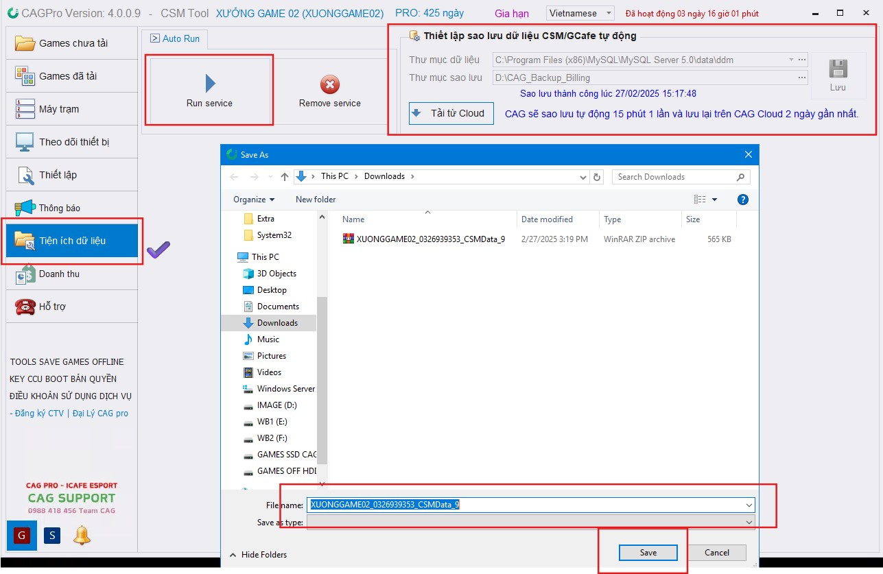SAO LƯU DỮ LIỆU HỘI VIÊN