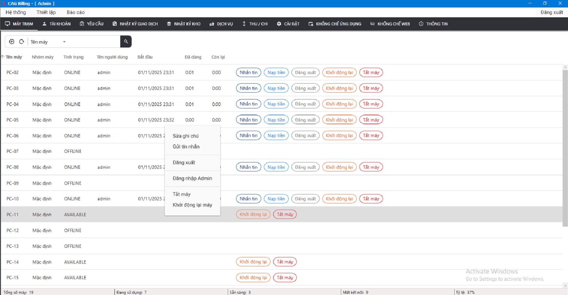 phần mềm quản l&yacute; cyber game miễn ph&iacute;
