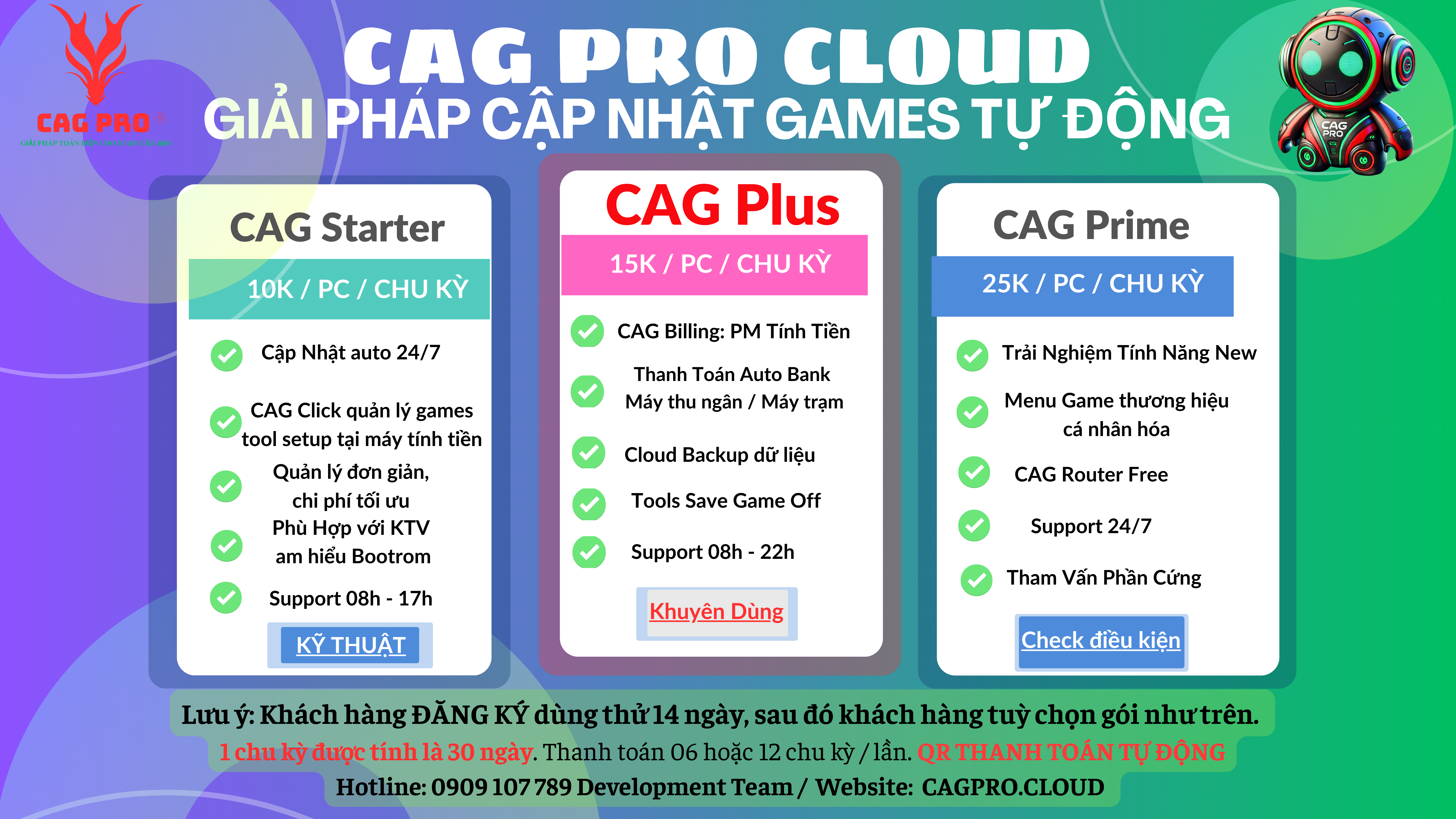 giá phần mềm cập nhật games cag