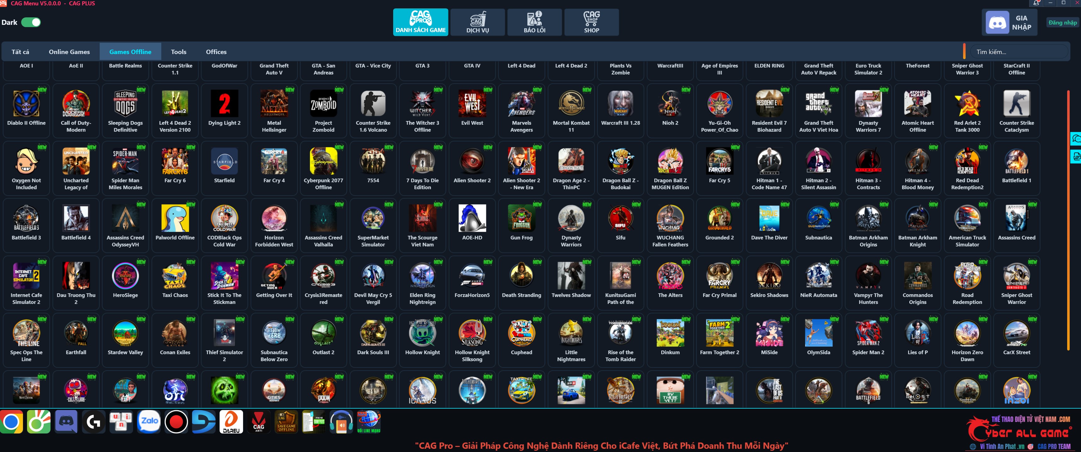 menu game CAG Pro mới nhất
